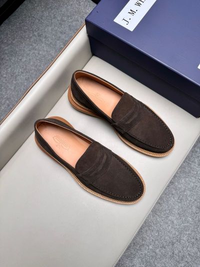 J.M.WESTON Brown calfskin Leather Shoes-J.M.WESTON Man Business Leather Shoes